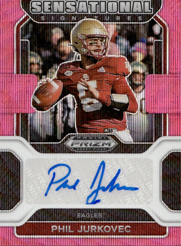 2022 Phil Jurkovec Panini Prizm Draft Picks PINK WAVE SENSATIONAL SIGNATURES ROOKIE AUTO 14/15 AUTOGRAPH #SS-JUR Boston College Eagles