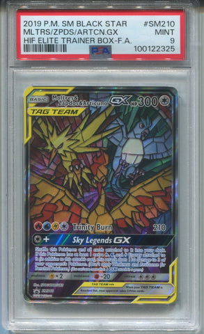 2019 Moltres & Zapdos & Articuno P.M. SM BLACK STAR PROMO HIDDEN FATES ELITE TRAINER BOX ETB FULL ART PSA 9 #SM210 2325