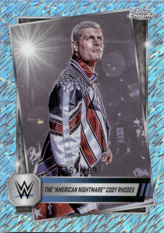 2025 "The American Nightmare" Cody Rhodes Topps Chrome AQUA SHIMMER REFRACTOR 167/199 #1 Friday Night Smackdown