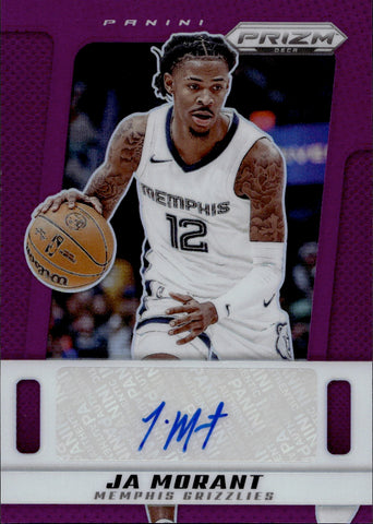 2024-25 Ja Morant Panini Prizm Deca PURPLE AUTO 10/49 AUTOGRAPH #PDS-JAM Memphis Grizzlies