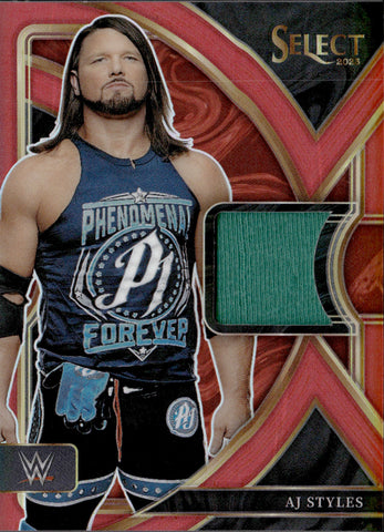 2023 AJ Styles Panini Select WWE RED SELECTIVE SWATCHES SHIRT 90/99 RELIC #SW-AJS Monday Night Raw