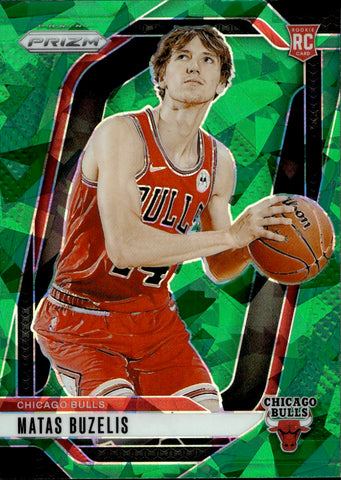 2024-25 Matas Buzelis Panini Prizm GREEN ICE ROOKIE Chicago Bulls #252