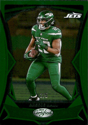 2024 Breece Hall Panini Certified EMERALD GREEN SSP 2/5 #15 New York Jets