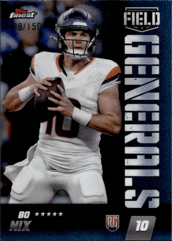 2024 Bo Nix Topps Finest FIELD GENERAL REFRACTOR ROOKIE 129/150 RC #FG-21 Denver Broncos