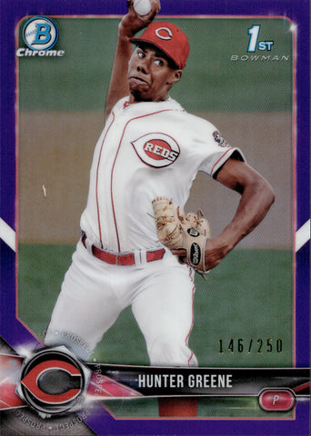 2018 Hunter Greene Bowman Chrome PURPLE REFRACTOR 146/250 1ST BOWMAN #BCP48 Cincinnati Reds