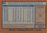 1978 Johnny Bench Topps #700 Cincinnati Reds HOF 2