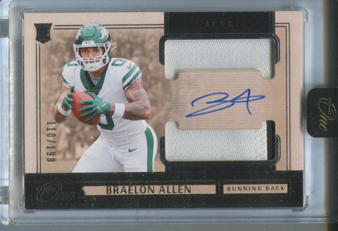 2024 Braelon Allen Panini One ROOKIE DUAL PATCH AUTO 110/199 AUTOGRAPH RELIC #43 New York Jets