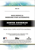 2024 Hunter Goodman Topps Inception PURPLE ROOKIE & EMERGING STARS AUTO 155/199 AUTOGRAPH RC #BRES-HG Colorado Rockies
