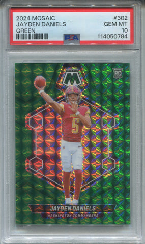 2024 Jayden Daniels Panini Mosaic GREEN ROOKIE RC PSA 10 #302 Washington Commanders 0784