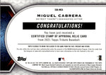 2021 Miguel Cabrera Topps Tribute PURPLE STAMP OF APPROVAL JERSEY RELIC 27/50 #SOA-MCA Detroit Tigers