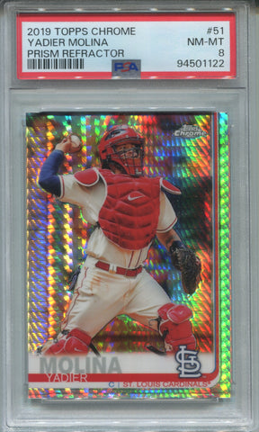 2019 Yadier Molina Topps Chrome PRISM REFRACTOR PSA 8 #51 St. Louis Cardinals 1122