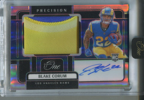 2024 Blake Corum Panini One PRECISION ROOKIE PATCH AUTO 59/99 AUTOGRAPH RELIC #311 Los Angeles Rams