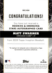 2023 Matt Swarmer Topps Inception ROOKIE AND EMERGING STARS ROOKIE AUTO 015/299 AUTOGRAPH RC #BRES-MSW Chicago Cubs