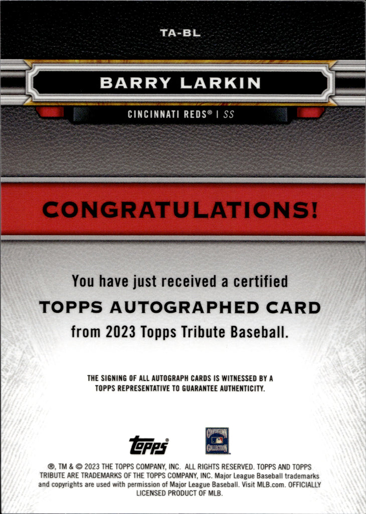 MLB Barry Larkin Signed Trading Cards, Collectible Barry Larkin Signed  Trading Cards