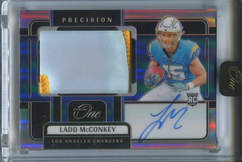 2024 Ladd McConkey Panini One ROOKIE PRECISION JUMBO PATCH AUTO 29/99 AUTOGRAPH RELIC RC #309 Los Angeles Chargers