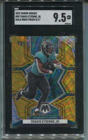 2022 Travis Etienne Panini Mosaic GOLD WAVE PRIZM 05/17 SGC 9.5 #90 Jacksonville Jaguars 5144