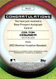 2022 Colton Cowser Bowman Inception BLUE AUTO 77/99 AUTOGRAPH #PA-CC Baltimore Orioles
