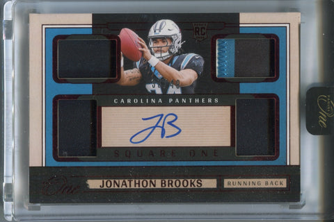 2024 Jonathon Brooks Panini One RED ROOKIE SQUARE ONE QUAD PATCH JERSEY AUTO 33/49 AUTOGRAPH RELIC RC #71 Carolina Panthers