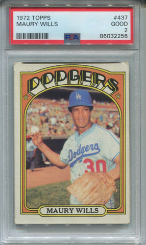 1972 Maury Wills Topps PSA 2 #437 Los Angeles Dodgers 2256