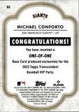 2023 Michael Conforto Topps Transcendent VIP Party 1/1 ONE OF ONE #86 San Francisco Giants