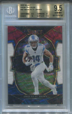 2022 Amon-Ra St. Brown Panini Select CONCOURSE TRI-COLOR BGS 9.5 #58 Detroit Lions 8795