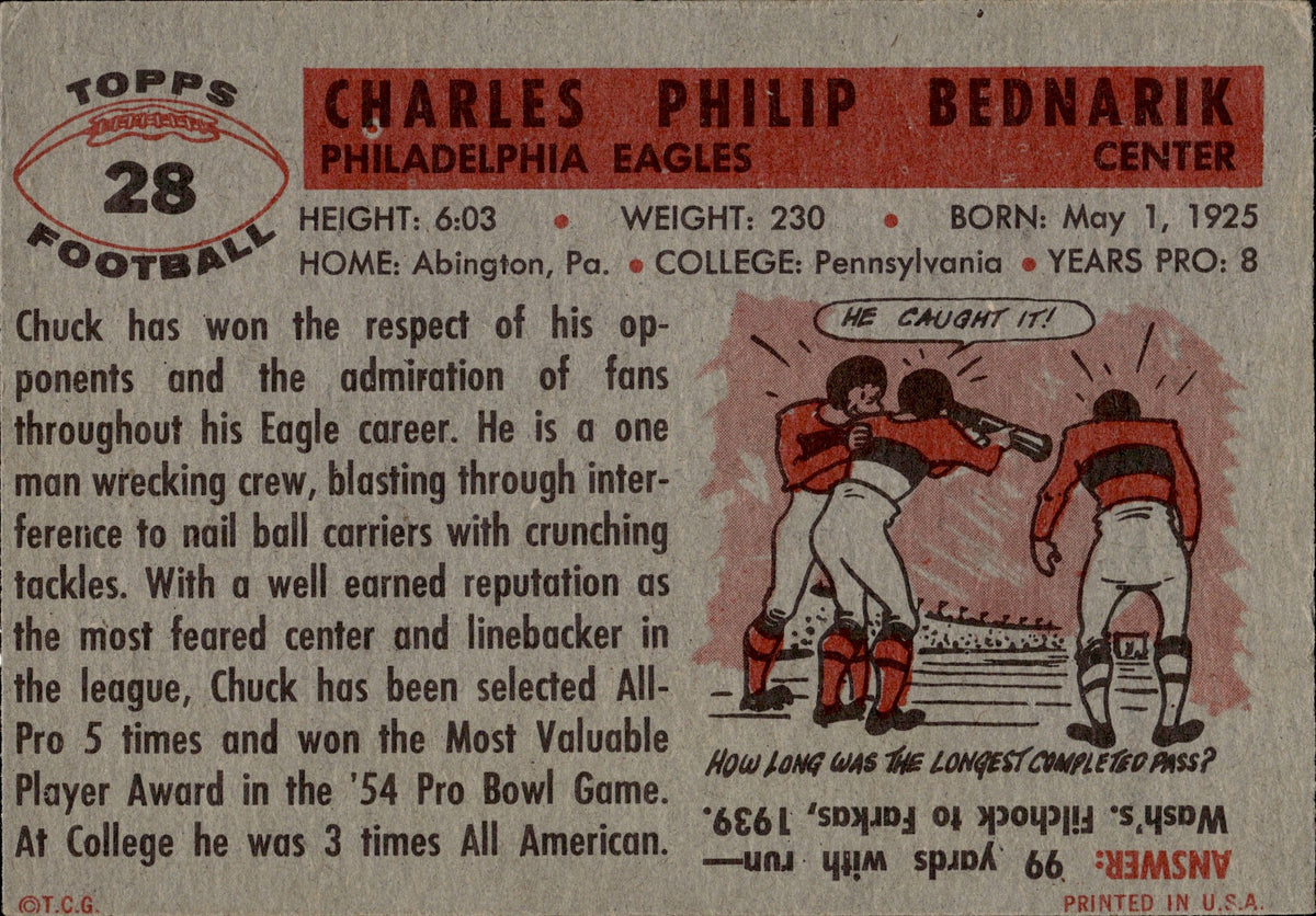 Philadelphia Eagles - “With the passing of Chuck Bednarik, the