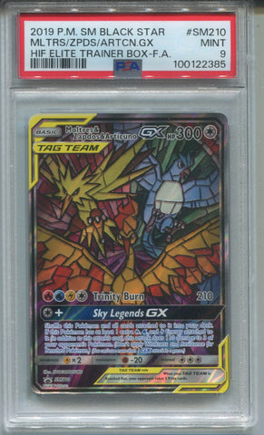 2019 Moltres & Zapdos & Articuno P.M. SM BLACK STAR PROMO HIDDEN FATES ELITE TRAINER BOX ETB FULL ART PSA 9 #SM210 2385