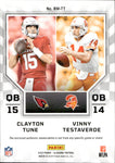 2023 Clayton Tune Vinny Testaverde Panini Illusions ROOKIE IDOLS GREEN DUAL PATCH 06/10 RELIC #RM-TT Cardinals Buccaneers