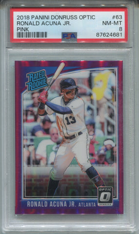 2019 Ronald Acuna Jr. Donruss Optic PINK RATED ROOKIE RC PSA 8 #63 Atlanta Braves 4681