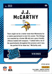 2024 J.J. McCarthy Donruss Optic BLUE SCOPE RATED ROOKIE RC #303 Minnesota Vikings