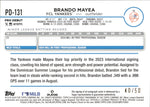 2024 Bando Mayea Topps Pro Debut GOLD FOIL AUTO 40/50 AUTOGRAPH #PD-131 New York Yankees