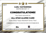 2022 Carl Yastrzemski Topps Series 2 COMMEMORATIVE ALL-STAR ALUMNI RELIC #ASA-CY Boston Red Sox HOF