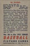 1951 Al Evans Bowman #38 Boston Red Sox BV $20