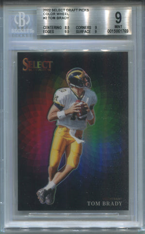 2022 Tom Brady Panini Select Draft Picks COLOR WHEEL BGS 9 #2 New England Patriots 1769