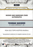 2025 Thomas Saggese Topps Inception ROOKIE AND EMERGING STARS AUTO 019/299 AUTOGRAPH RC #RESA-TS St. Louis Cardinals