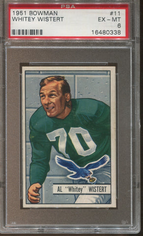 1951 Whitey Wistert Bowman PSA 6 Philadelphia Eagles #11 0338