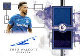 2019-20 Theo Walcott Relic Autograph Panini Impeccable Soccer #DM-TWA 12/99 DUAL MATERIALS AUTO SILVER RELIC EVERTON