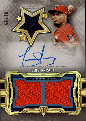 2020 Luis Arraez Topps Triple Threads TRIPLE JERSEY AUTO 80/99 Minnesota Twins #RFPAR-LA