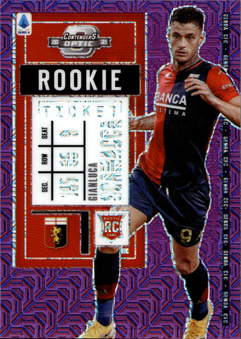 2020-21 Gianluca Scamacca Panini Chronicles CONTENDERS OPTIC ROOKIE TICKET SERIE A PURPLE MOJO ROOKIE RC #8 Genoa CFC