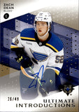 2024-25 Zach Dean Upper Deck Ultimate INTRODUCTIONS ROOKIE AUTO 26/49 AUTOGRAPH #UI-ZD St. Louis Blues