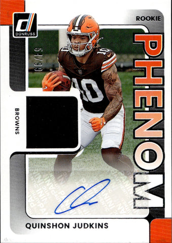 2025 Quinshon Judkins Panini Donruss ROOKIE PHENOM JERSEY AUTO 54/99 AUTOGRAPH RC #PJA-QJS Cleveland Browns