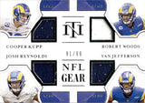 2020 Cooper Kupp Robert Woods Josh Reynolds Van Jefferson Panini National Treasures NFL GEAR QUAD JERSEY 91/99 RELIC #QM-LR Los Angeles Rams