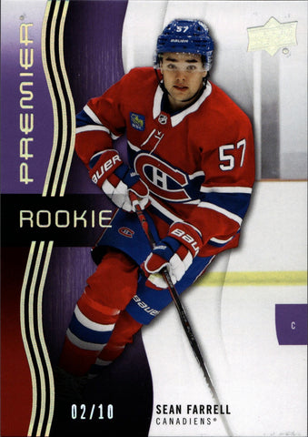 2023-24 Sean Farrell Upper Deck Premier PURPLE ROOKIE 02/10 RC #131 Montreal Canadiens