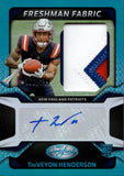 2025 TreVeyon Henderson Panini Certified TEAL FRESHMAN FABRIC ROOKIE PATCH AUTO 166/199 AUTOGRAPH RELIC #FBC-THN New England Patriots