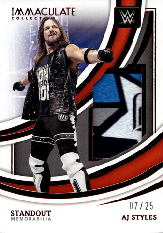 2022 AJ Styles Panini Immaculate WWE RED STANDOUT MEMORABILIA SHIRT 07/25 RELIC #SM-AJS Monday Night Raw