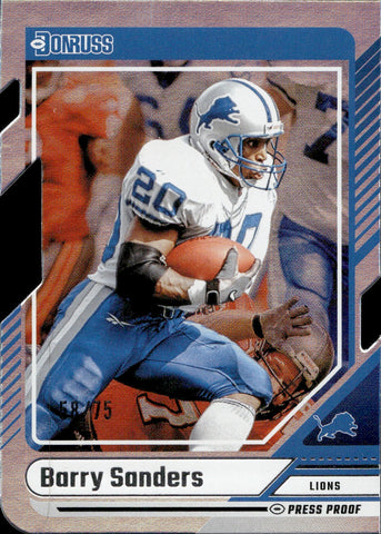2024 Barry Sanders Panini Donruss SILVER PRESS PROOF DIE CUT 58/75 #266 Detroit Lions HOF