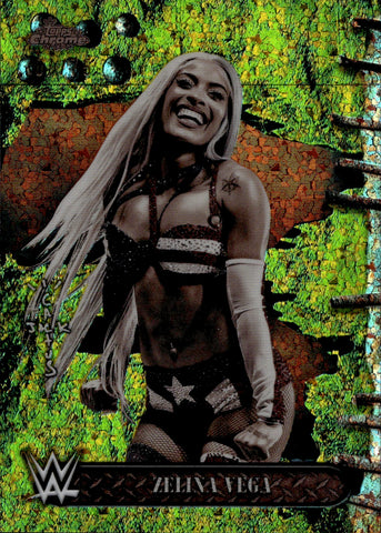 2025 Zelina Vega Topps Chrome Cactus Jack YELLOW MINI-DIAMOND 7/75 #RDR-40