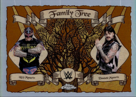 2025 Rey Mysterio & Dominik Mysterio Topps Chrome WWE FAMILY TREE GOLD REFRACTOR 33/50 #FT-MY Monday Night Raw