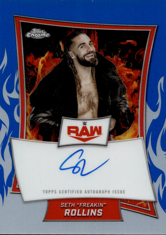 2025 Seth "Freakin" Rollins Topps Chrome RED BRAND BLUE REFRACTOR AUTO 077/150 AUTOGRAPH #RBA-SET Monday Night Raw