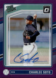 2024 Charlee Soto Donruss Optic PURPLE RATED PROSPECT AUTO 32/49 AUTOGRAPH #163 Minnesota Twins
